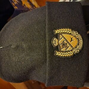 Black Beanie with Gold Embroidery